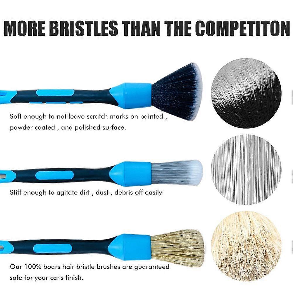 3-Piece Set of Soft Scratchless Car Detailing Brushes for Auto Dashboard Cleaning