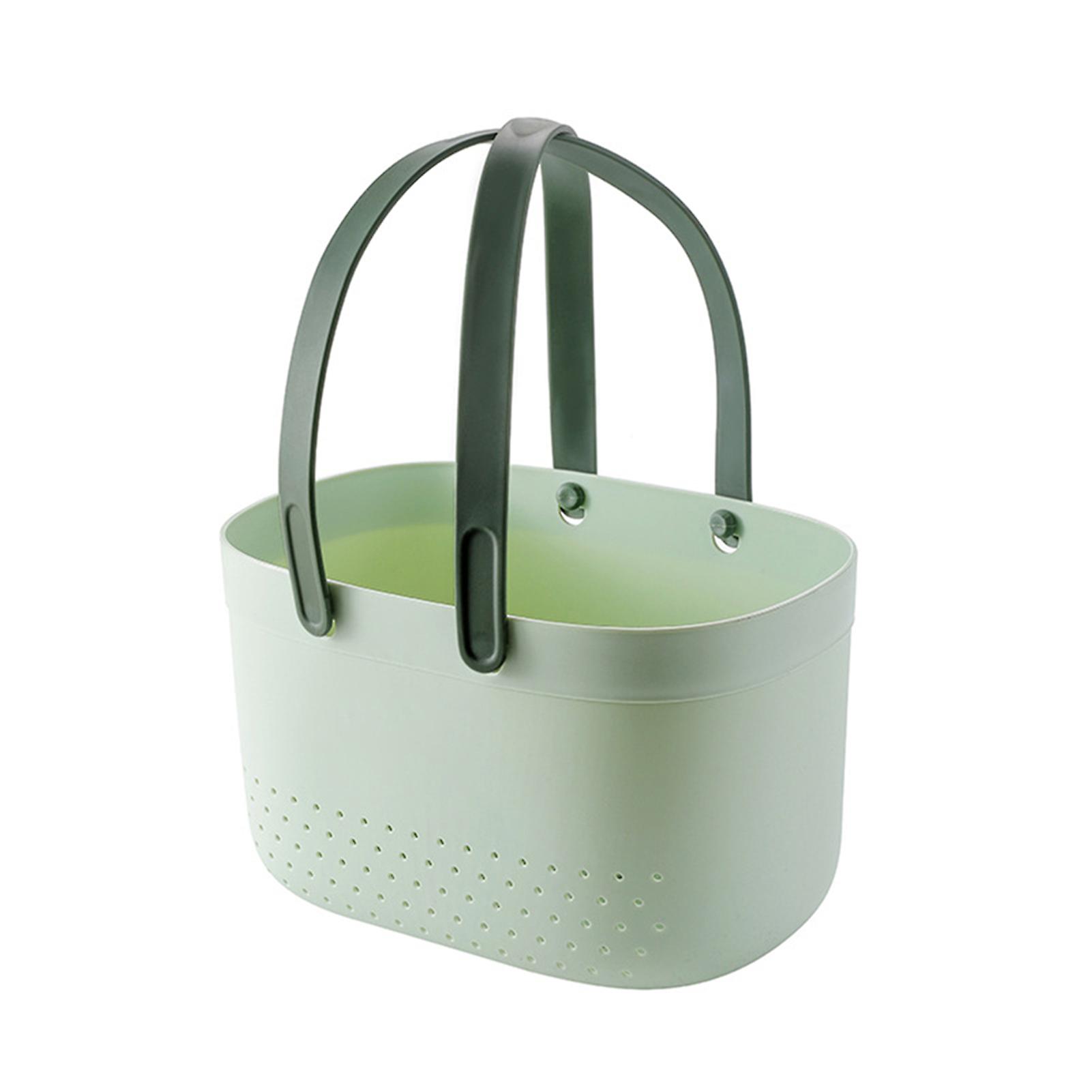 Portable Bath Basket with Handle Hollow Draining Bathroom Wash Storage Basket