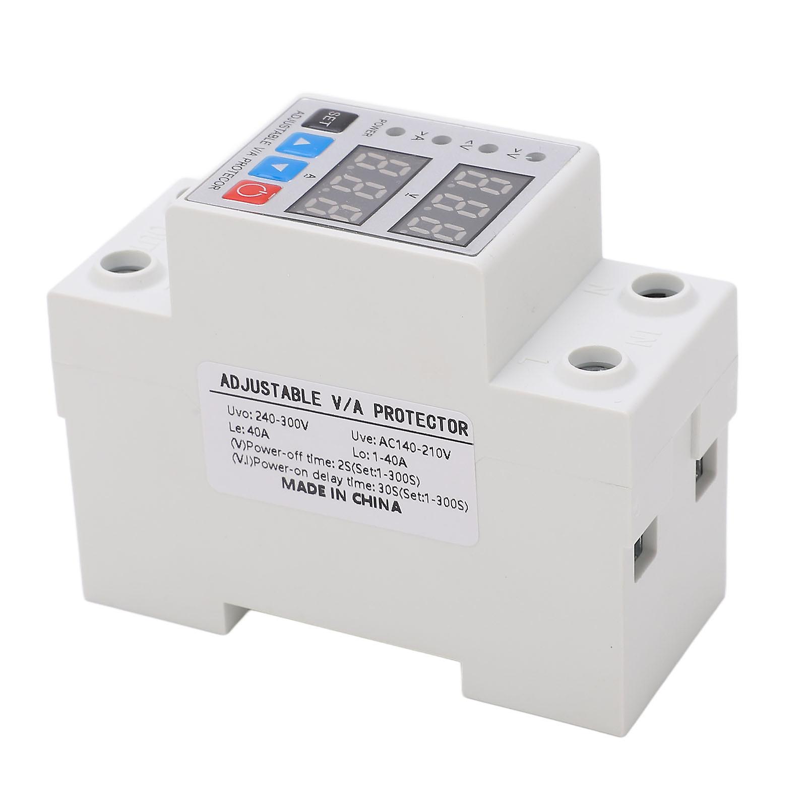 Over Under Voltage Protective Device Adjusting Dual Display Overcurrent Overload Arrester 40A 240V‑300V 