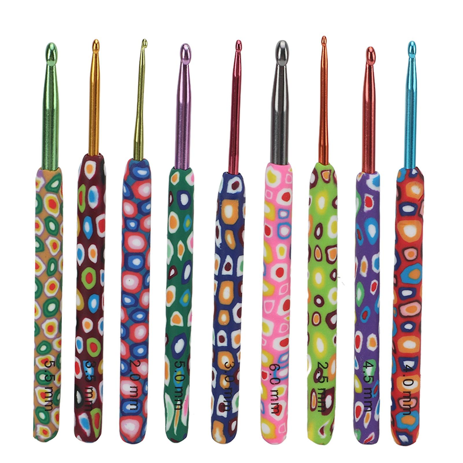 9PCS Colorful Crochet Hooks Set Ergonomic Design for Beginners DIY Handcraft Knitting Needles for Stress Relief and Comfort