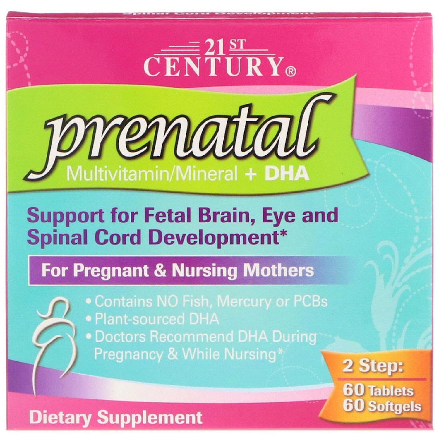 21st Century, Prenatal Multivitamin/Mineral + DHA, 2 Bottles, 60 Tablets / 60 So