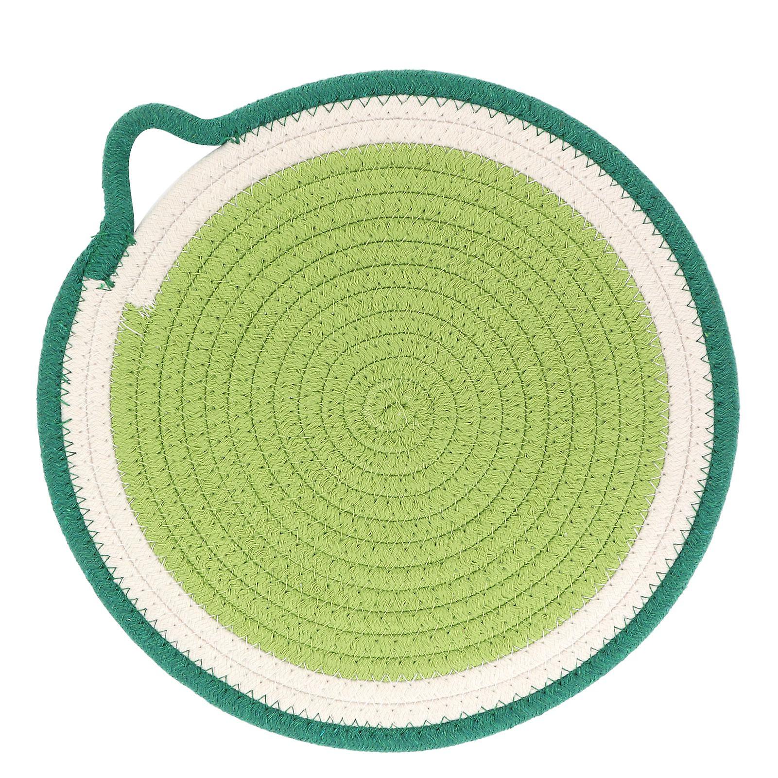 Touch Table Insulation Pad Cotton Rope Coaster Fruit Shape Nordic Style Dining Table Insulation Mat Picnic Placemat Cotton Kitchen Table MatsGreen Lar
