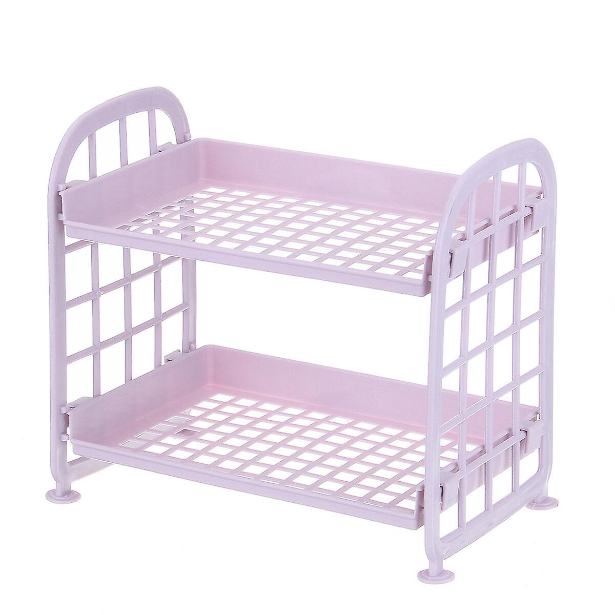 Double-layer Hollow Rack Multi-functional Plastic Shelf Desktop Organizer Bathroom Kitchen Storage Rack Holder Shelf