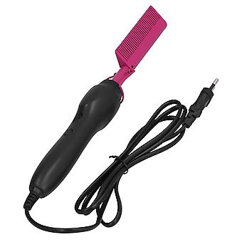 Multifunctionele Haarkam Nat en Droog Heet Verwarming Krultang Rechttrekken Gereedschap EU Plug 120?240VRose Rood