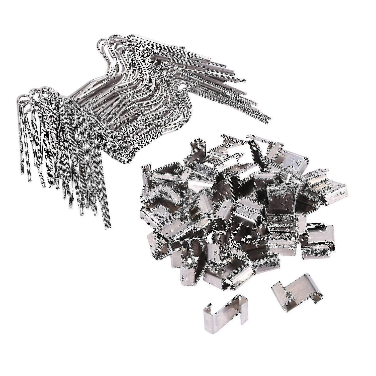 100 stk rustfrit stål drivhusglas fastgørelsesklip