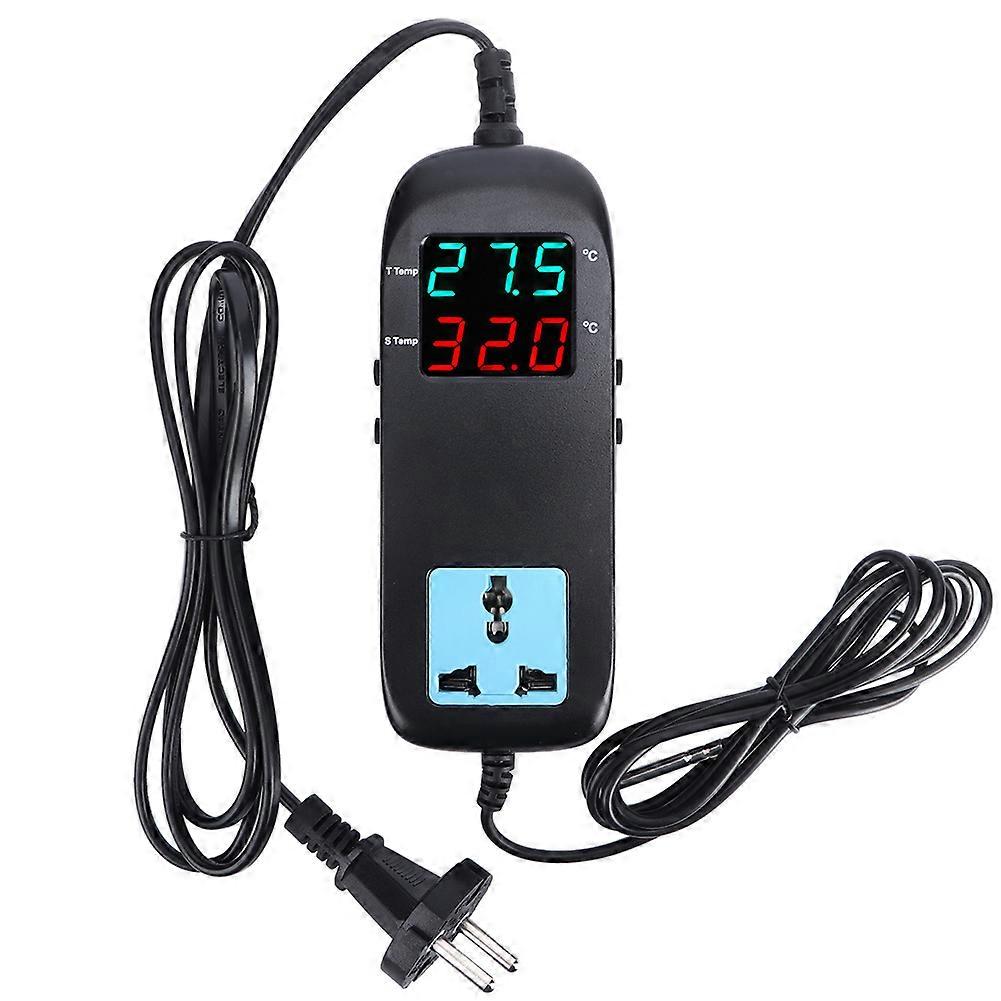 90-250v Digital Display Temperature Controller Electronic Thermostat With Power Cordeu Plug