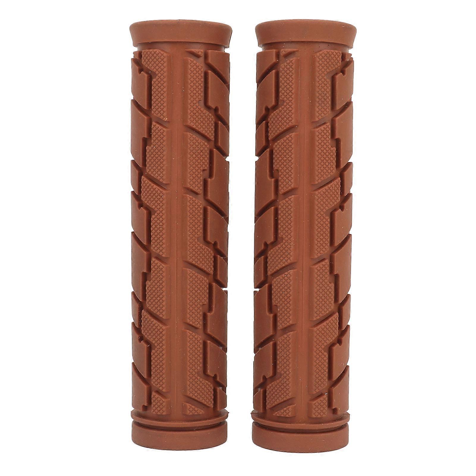 1 Pair Universal Shockproof Ergonomic Comfortable Brown Rubber Bicycle Handlebar Grips for Folding Bikes