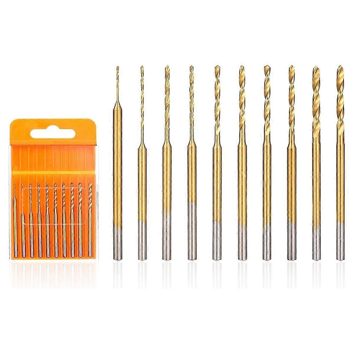 Mini Twist Drill Bit Set, 0.6mm-2.2mm, HSS 2.35mm Shank Titanium Coated Tiny Drill Bit Hole Drilling