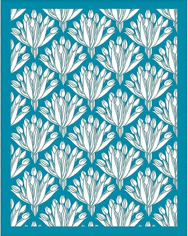 1pc Tulip Clay Stencils Flower Bouquet Silk Screen for Polymer Clay Floral Silk Screen Stencils Mesh Transfer