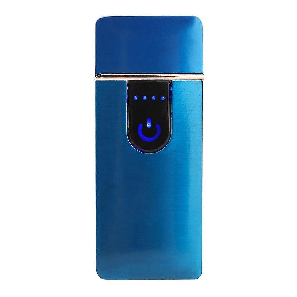USB Charging Touch Sensor Electricity Display Brushed Cigarette Lighter (Blue)