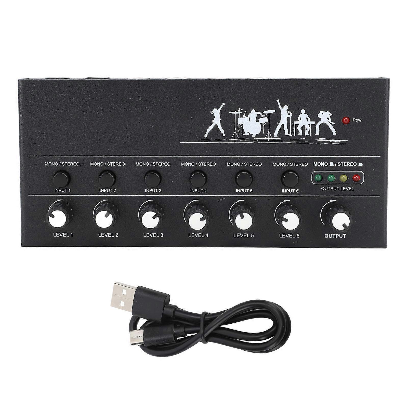 6 Channel Stereo Mixer Mini Dc 5v Audio Mixer Sound Mixing Console For Music Performance