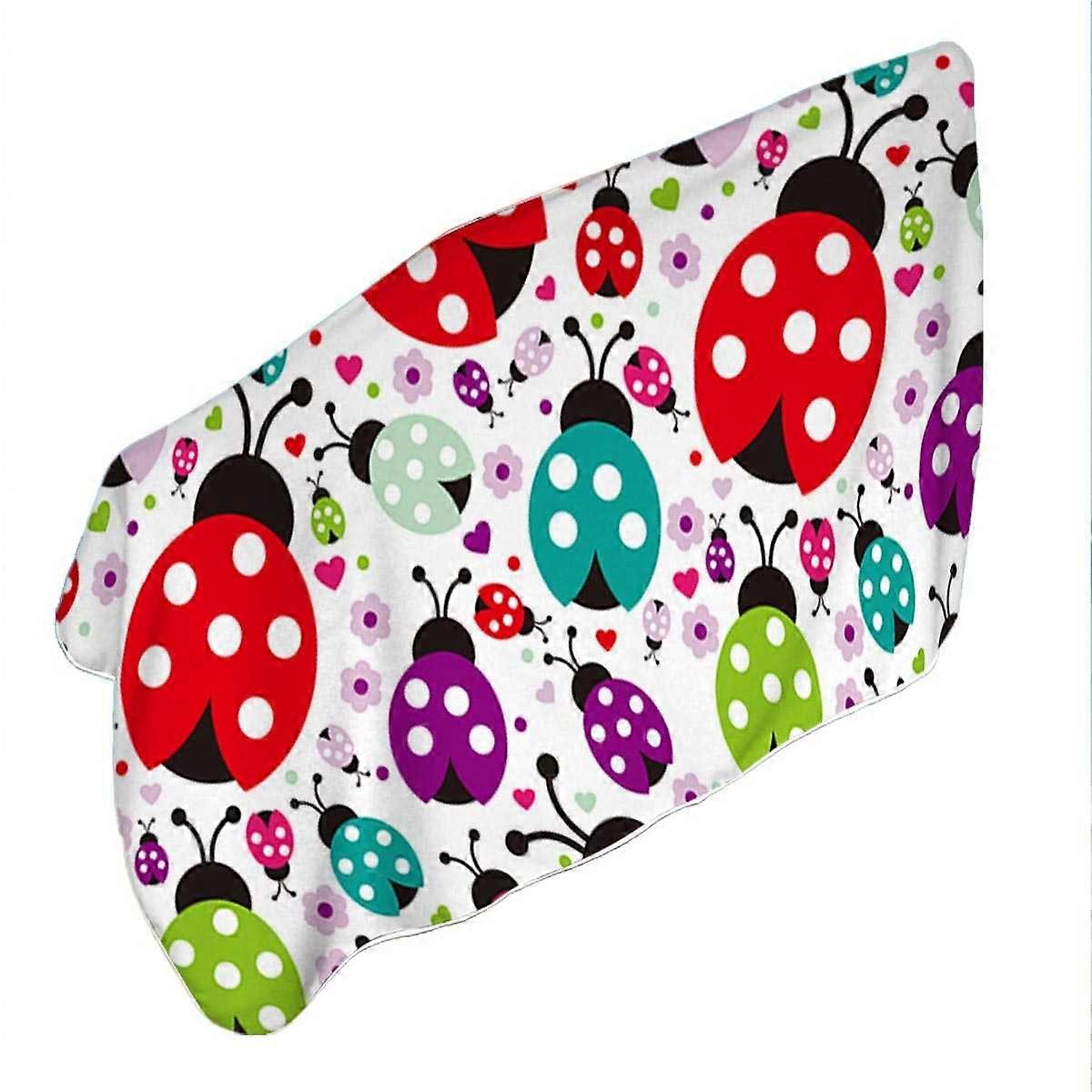 Multi Colored Ladybugs Microfiber Beach Towel