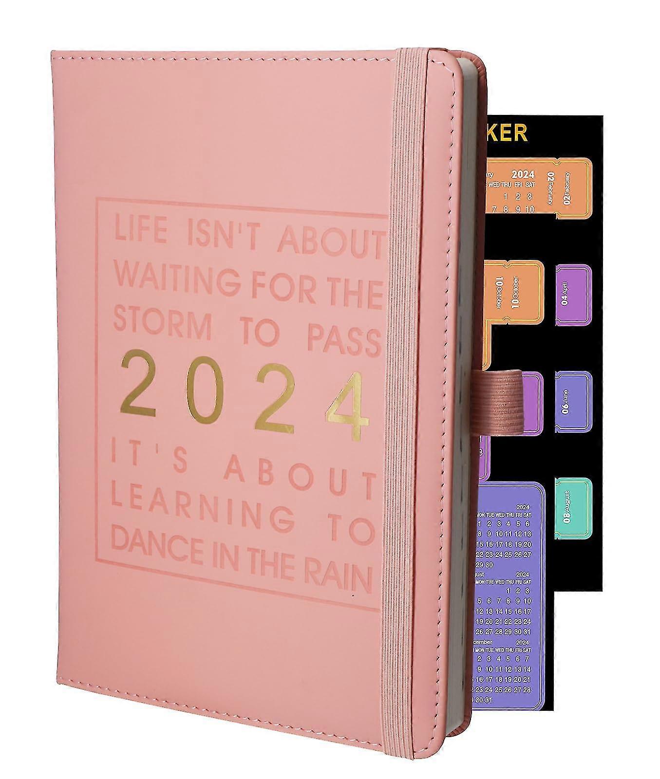2024 Diary,Diary 2024 A5 Day to Page, Agneda Weekly&Monthly Planner with Tabs, Jan-Dec 2024 with Pen Holder, 352Page Pink