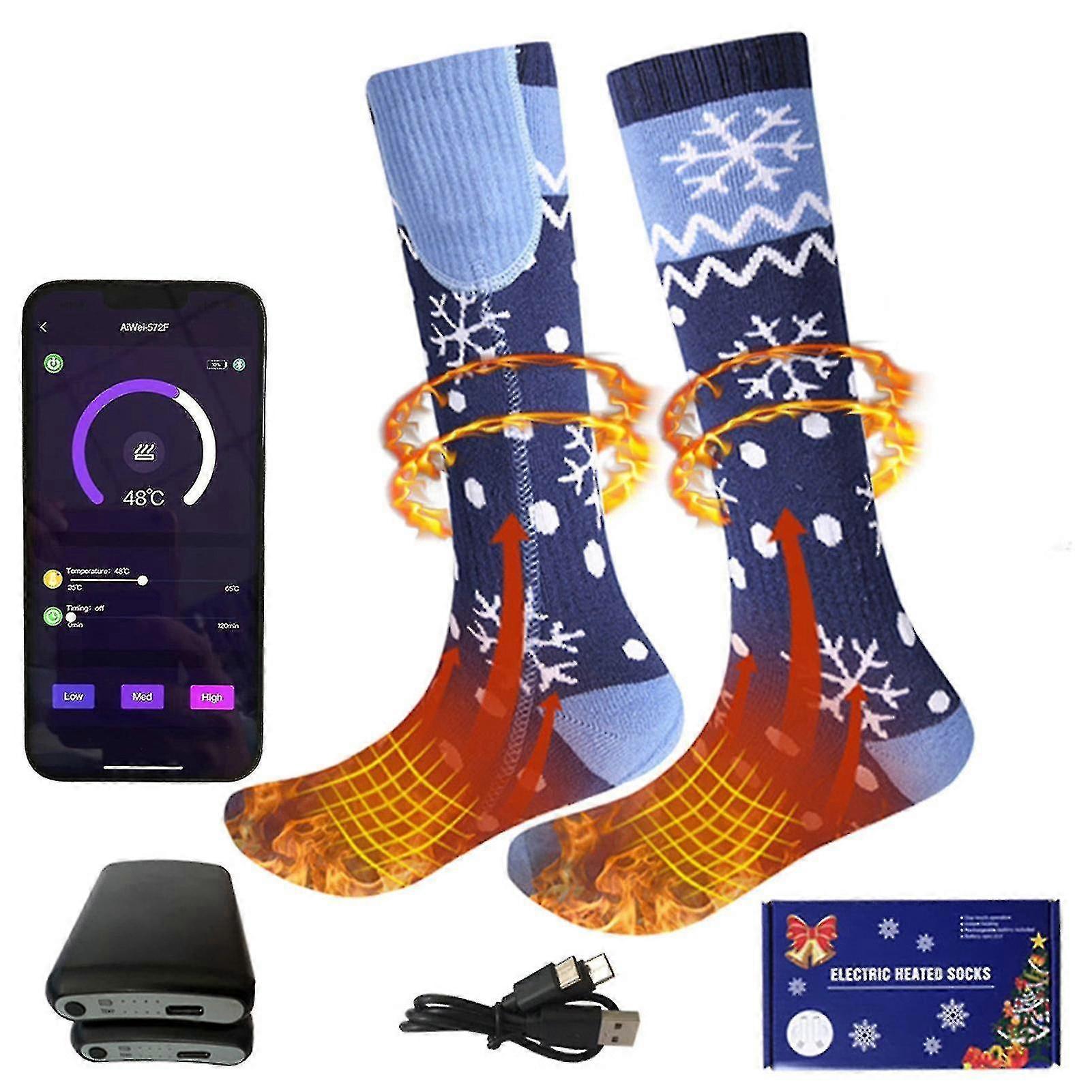 Heated Socks 5v 5000mah Electric Rechargeable App Temperature Control Thermal Warming For Hunting Skiing