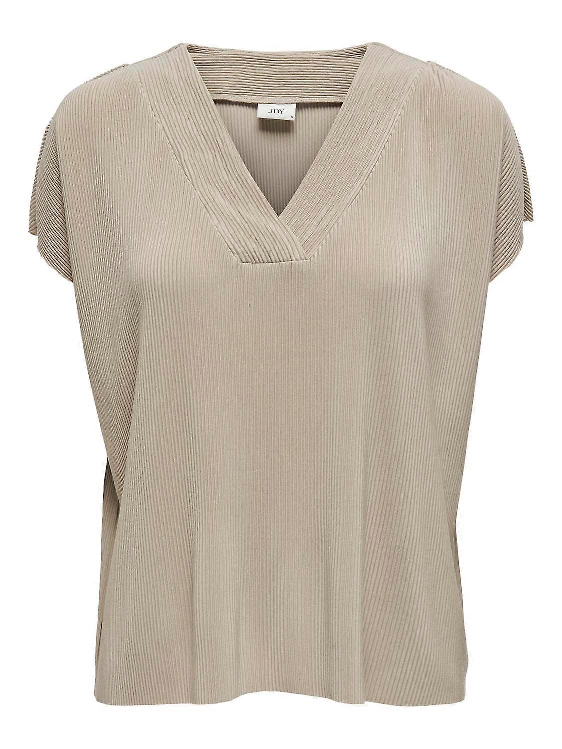 JDY Damen Bluse Regular Fit V-Ausschnitt Kurzarm Basic bequemes Oberteil