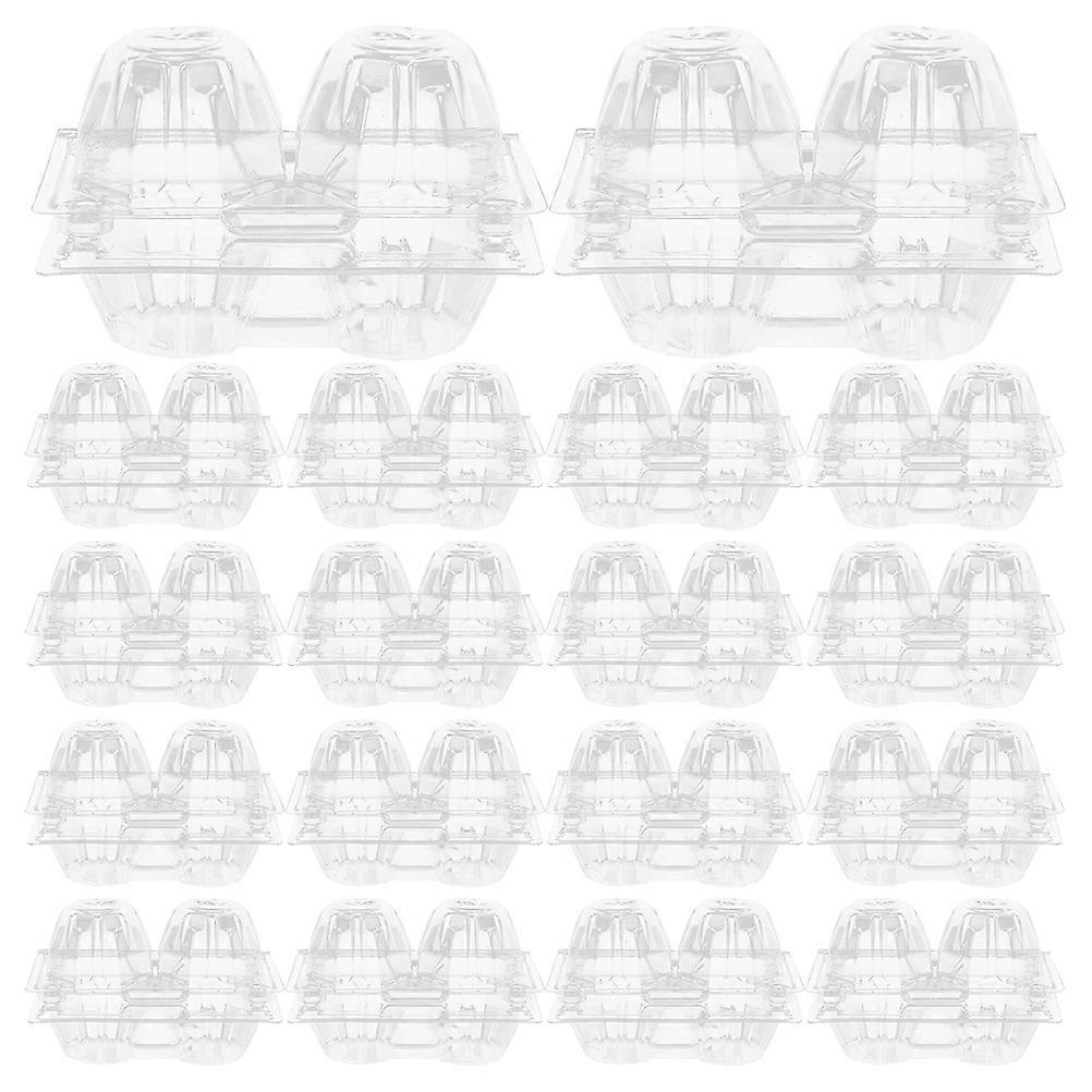 100pcs Egg Cartons 2-slots Egg Package Box Clear Egg Container Chicken Egg Tray Carton
