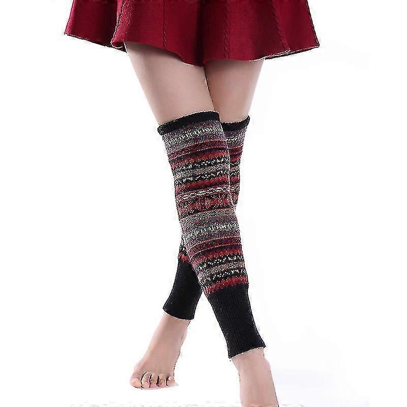 Womens Boho warm leg over knee socks thigh High Stretch Ciorapi