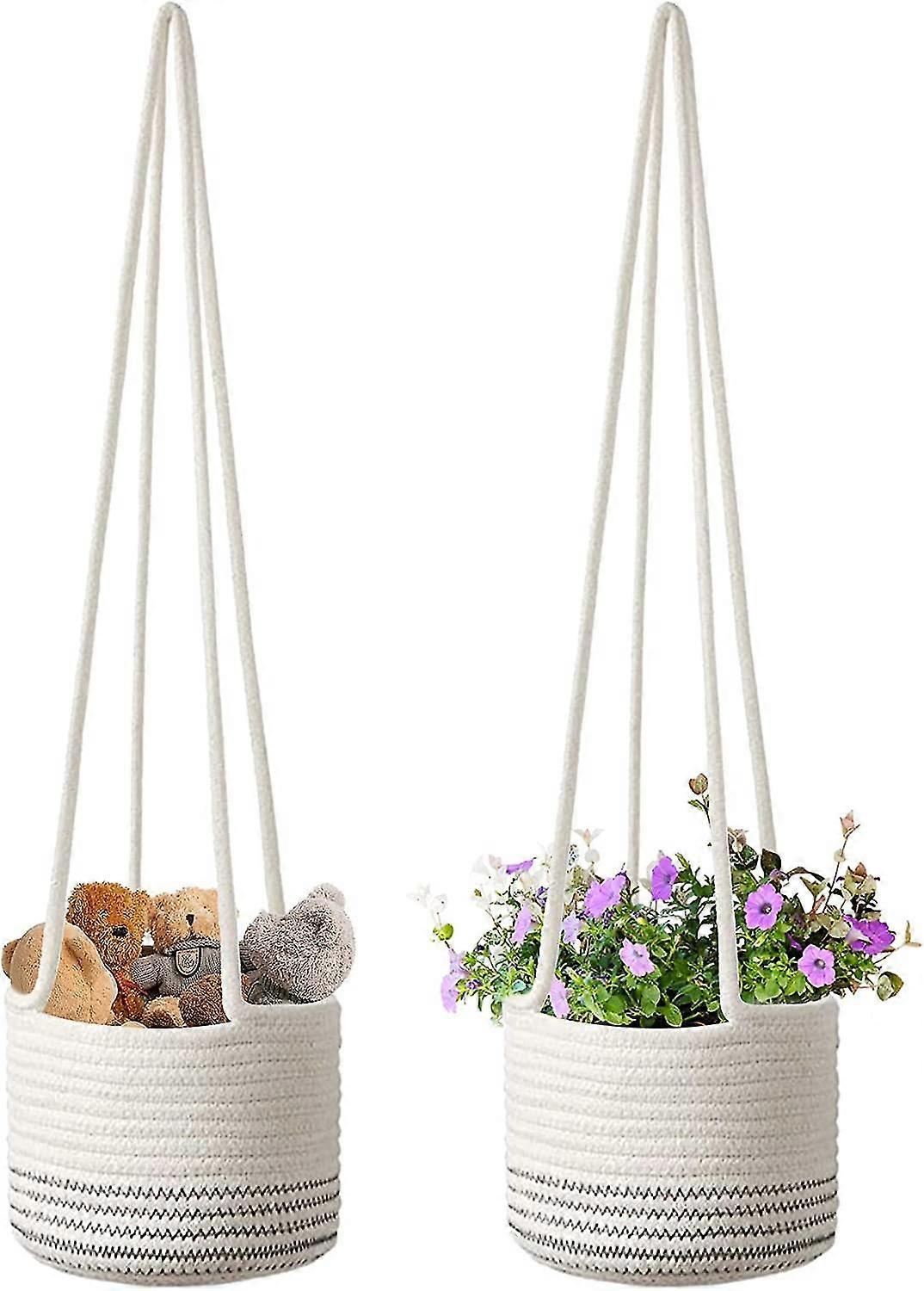 Planter Basket, 2pcs Corda Appesa Fioriera Cesto Macrame Fiore Cesto Cotone Corda Contenitori per piante