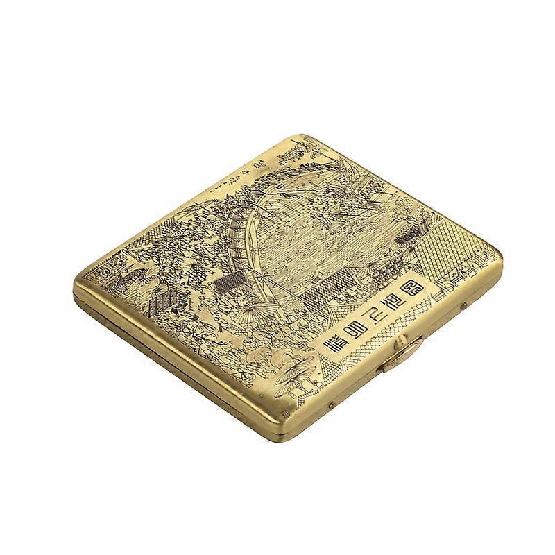 Suncha 9 Pcs Cigarette Case Portable Men's Creative Metal Cigarette Holder Retro Qingming Shanghe Map Thick Cigarette Boxes Anti-Pressure