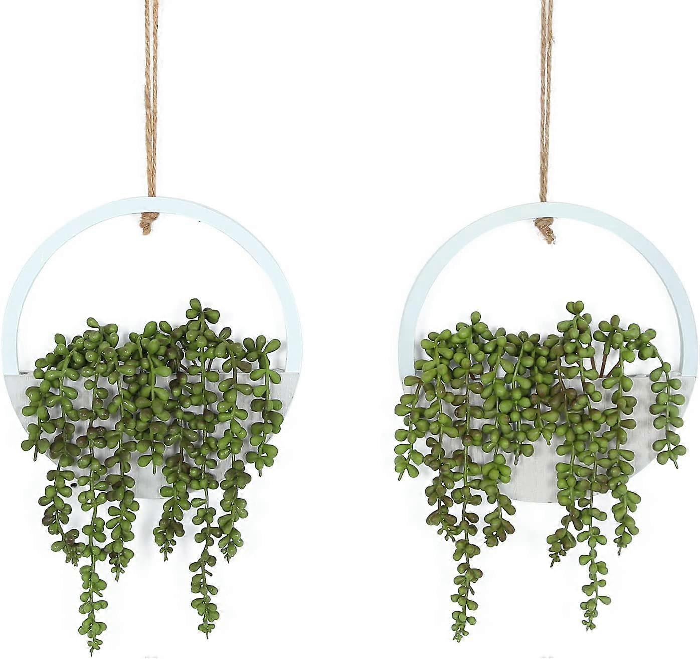 Artificial Hanging Plants Hanging Planter Fake Succulents Artificial String of Pearls with Pot and Lanyard for Home Office Wall Decoration