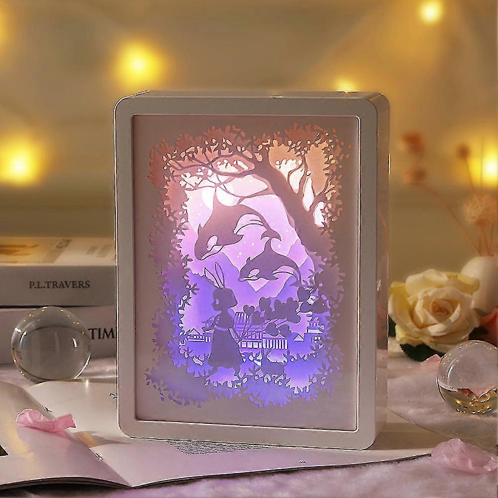 3d Paper Carving Art Night Light Personalized Desktop Ornament Led Paper Carving Lamp