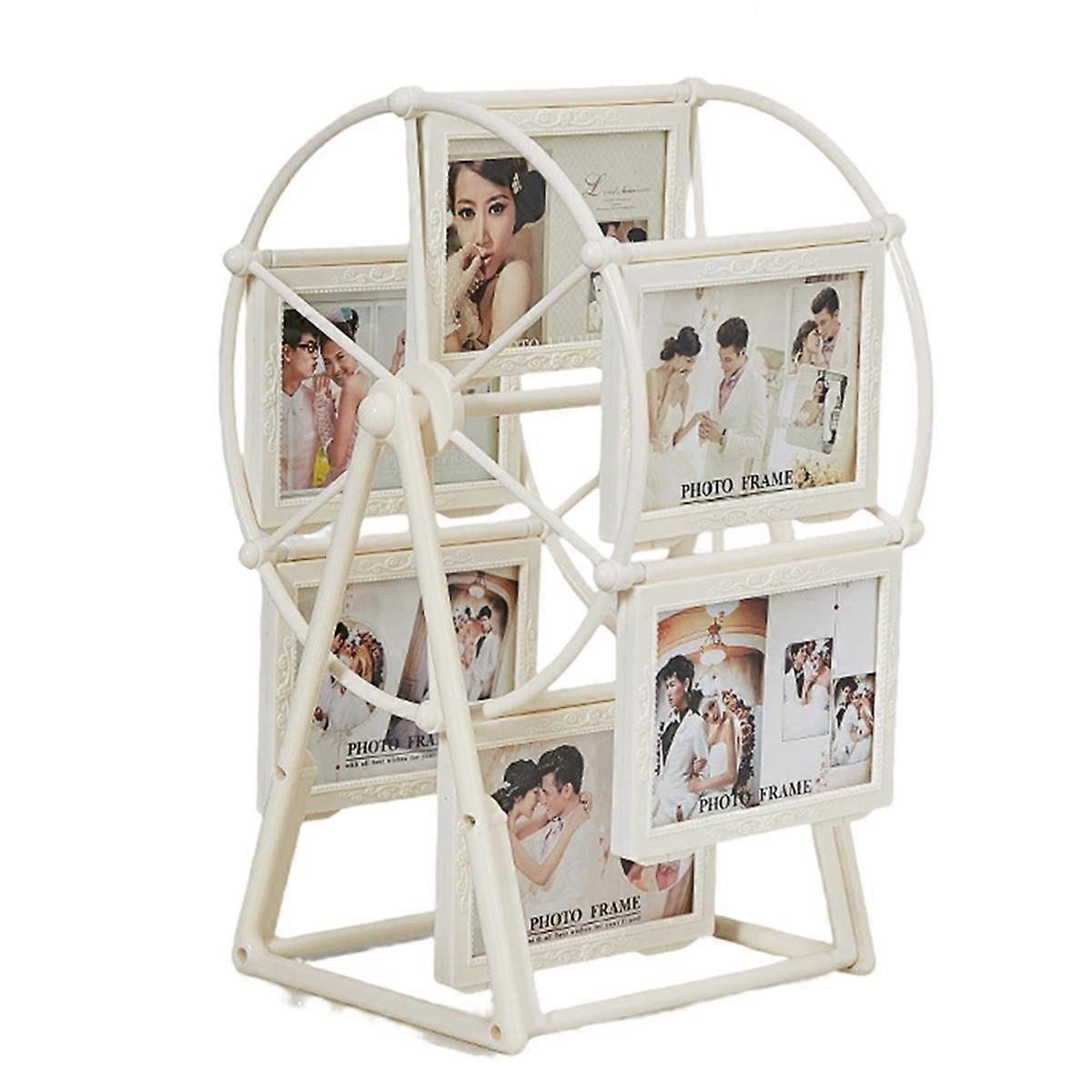 Retro Vintage Rotating Wheel Picture Frame, Personalized Family Photo Frame Shows for 12 Photo Home Decor A