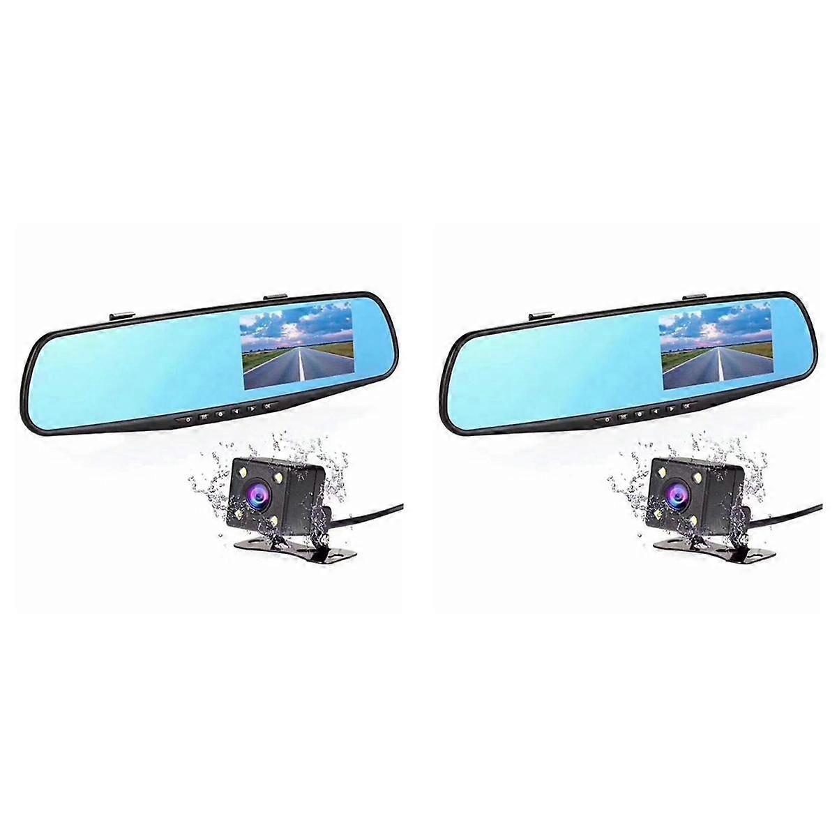 2set 4.3 Pollici Auto Dash Cam Registratore di Guida HD 1080P Ciclo Specchio Dvr Dash Cam Doppia Lente Video Recor