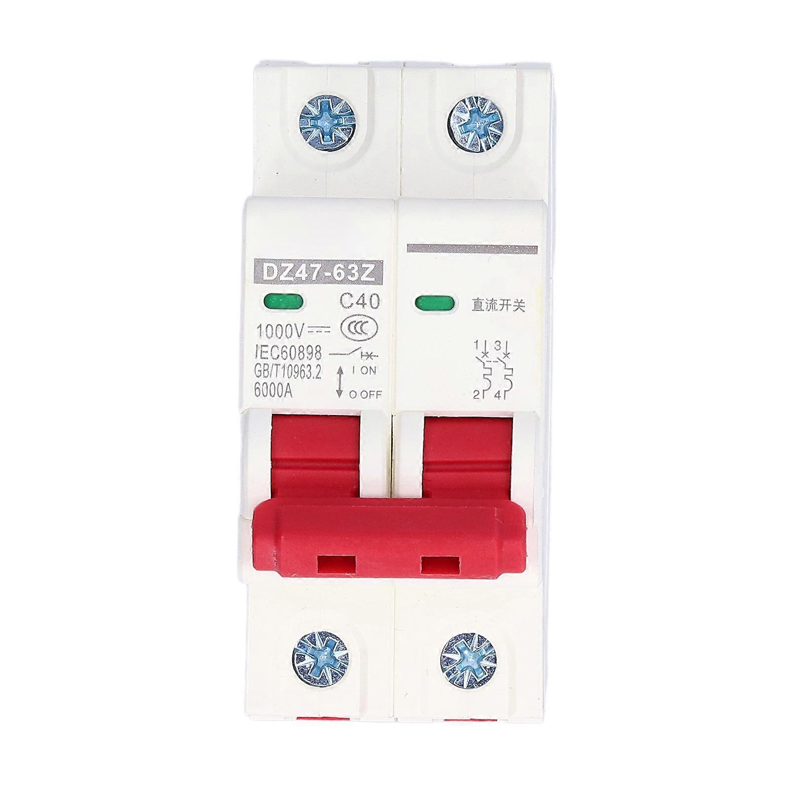 DC Miniature Circuit Breaker 2P Solar PV System Isolator DIN Rail Mount 1000V 40A DZ47?63Z C40