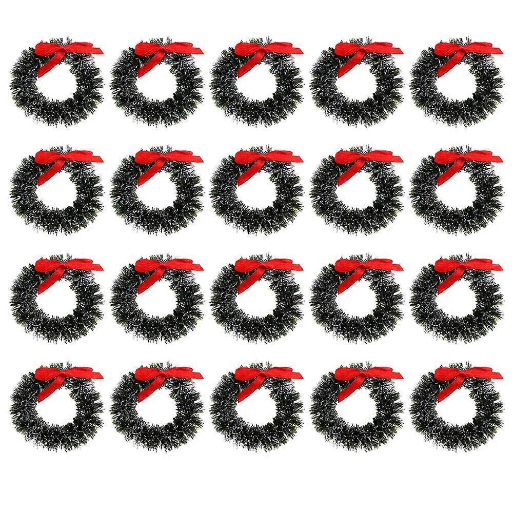 20pcs Miniature Christmas Wreath Mini Artificial Christmas Wreaths Ornaments