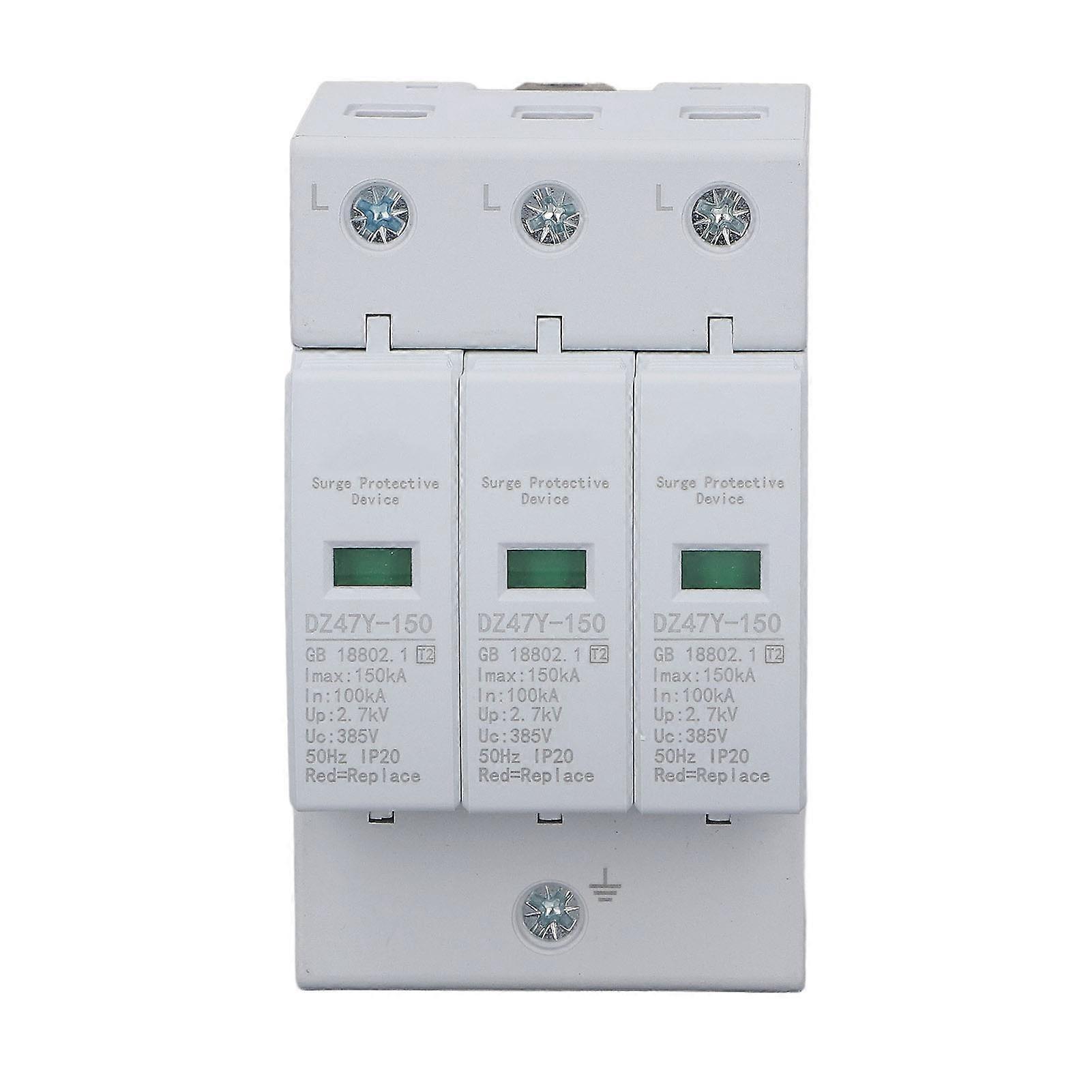 House Surge Protective Device 150KA Fireproof PC Voltage Surge Arrester Device for Distribution Box 385V 3P NO.9886