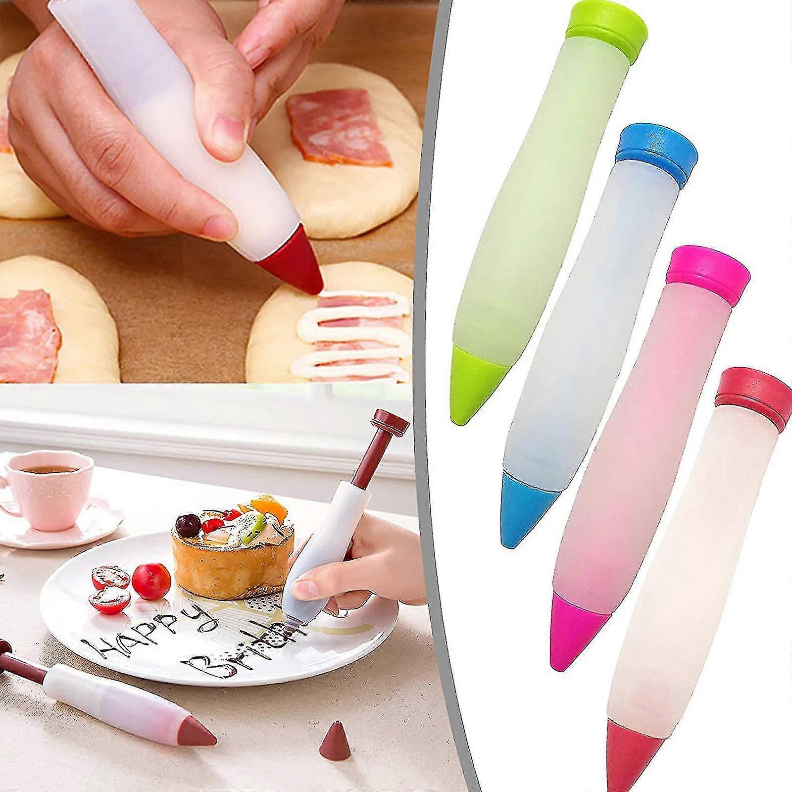 4pcs Silicone Icing Writing Pens For Cake Decorating Diy Baking Decorating Tool For Kitchen - RIpj