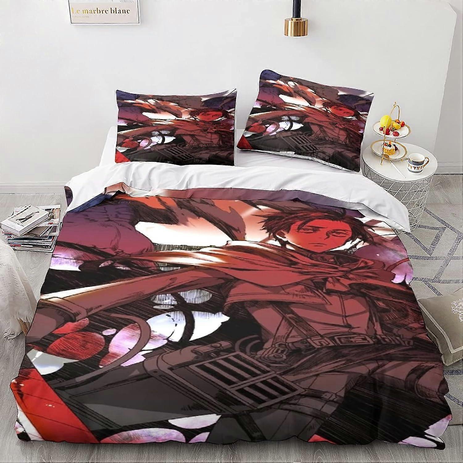 Zestaw pościeli Attack on Titan Anime D Print Japoński zestaw poszewek na kołdrę, zestawy poszewek na kołdrę z mikrofibry, miękkie i wygodne podwójne 135 * 200 CM
