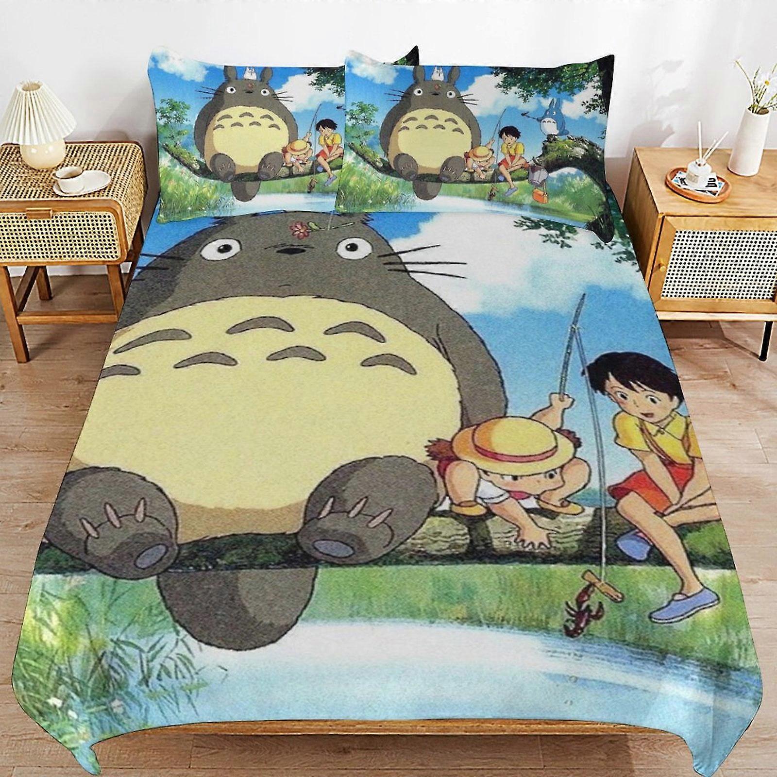 x99 Totoro Comforter Set 3 Pieces Quilt Cover Set Soft Bedding Sets for All Seasons (1 Comforter 2 Pillowcases) hb99