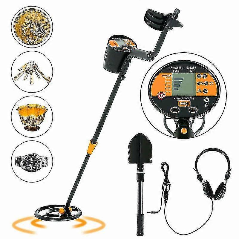Lcd Metal Detector Deep Sensitive Gold Digger Hunter Waterproof Coil Adjustable With Headphone