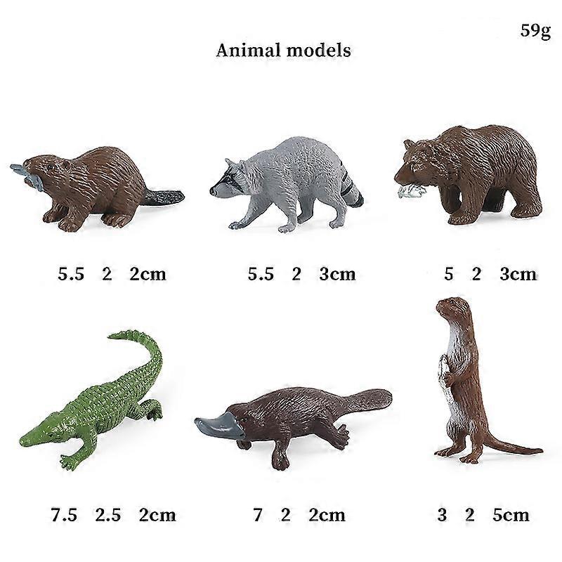 6PCS Mini Simulation Animals Models Ornament Kids Toy