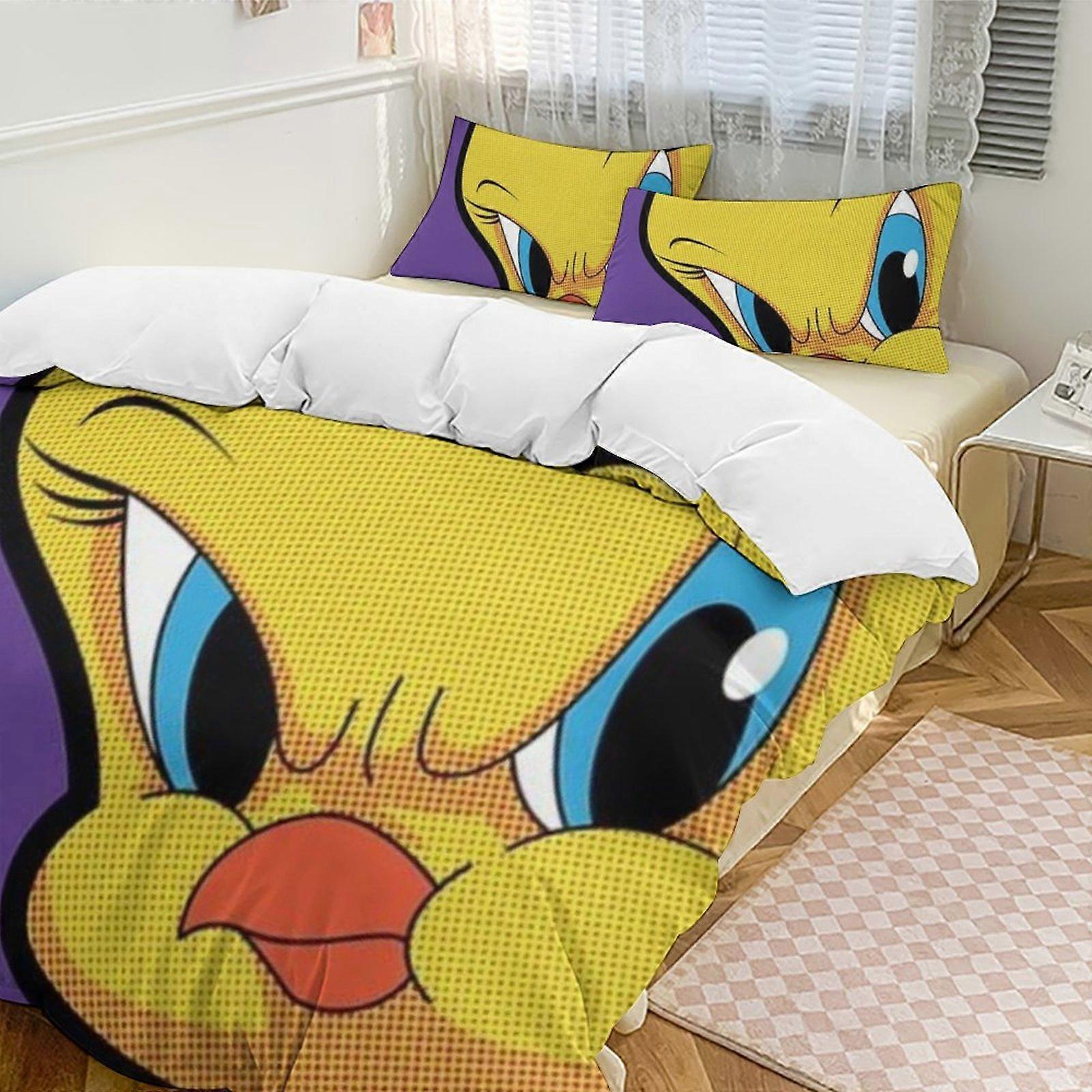 c578 TweetyBird 2 Capa de Edredom de Cama Conjuntos de Cama de Microfibra Conjuntos de Edredom Leve de 3 Peças, 1 Capa de Edredom e 2 Fronhas para Crianças ee578