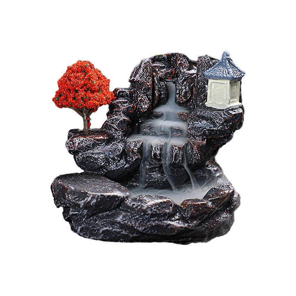 E Incense Burner Mountains River Waterfall Fragrance Fireplace Backflow Smoke Censer Holder Decorat