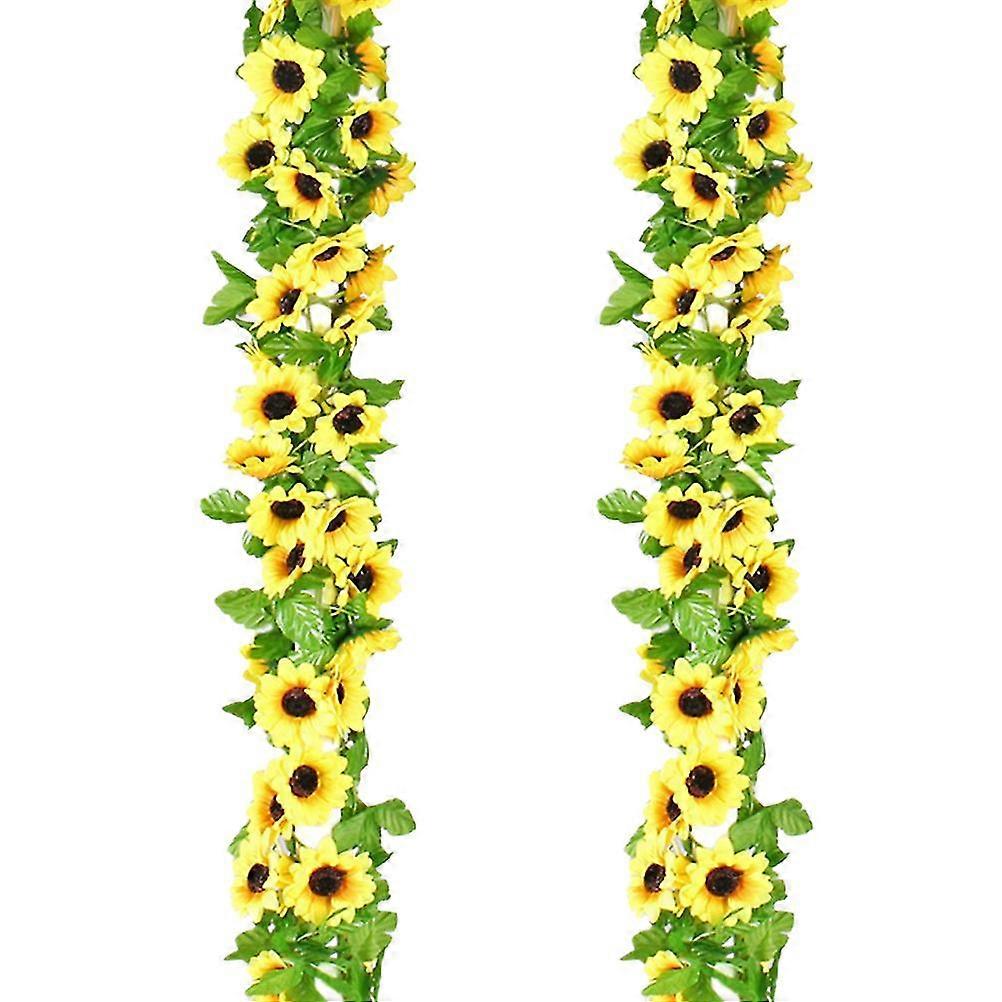 2pcs 2.3M Hanging Rattan Sunflower Vine DIY Artificial Vine Botanical Greenery Z