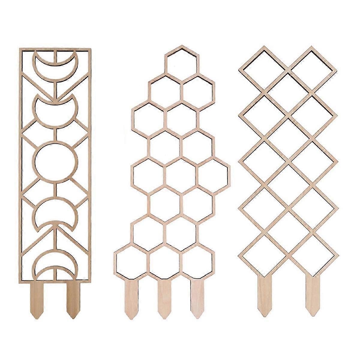 3PCS Trä Honeycomb Växt Klätterställning Gitter Klätterväxt Stativ Horticultural Krukväxt Stativ