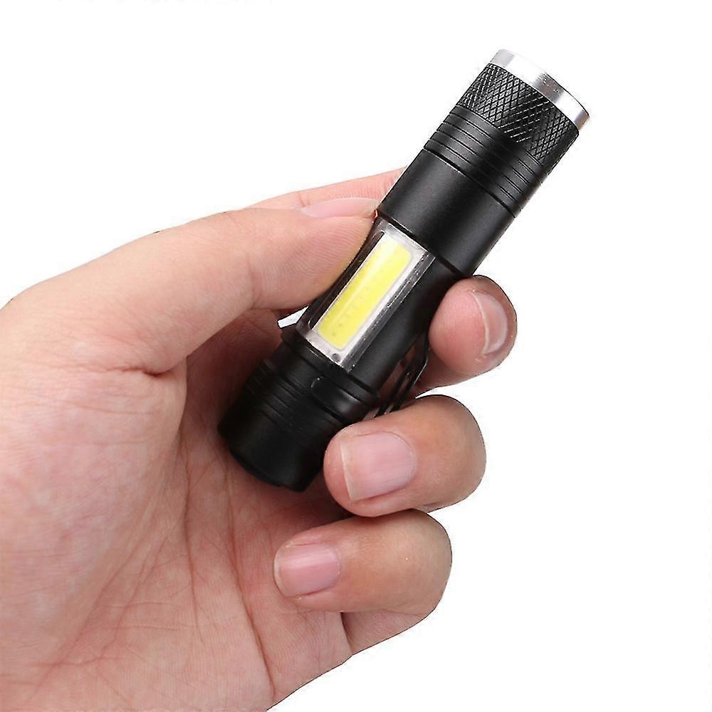 Mini Led Flashlight Telescopic Zoom Cob Side Light