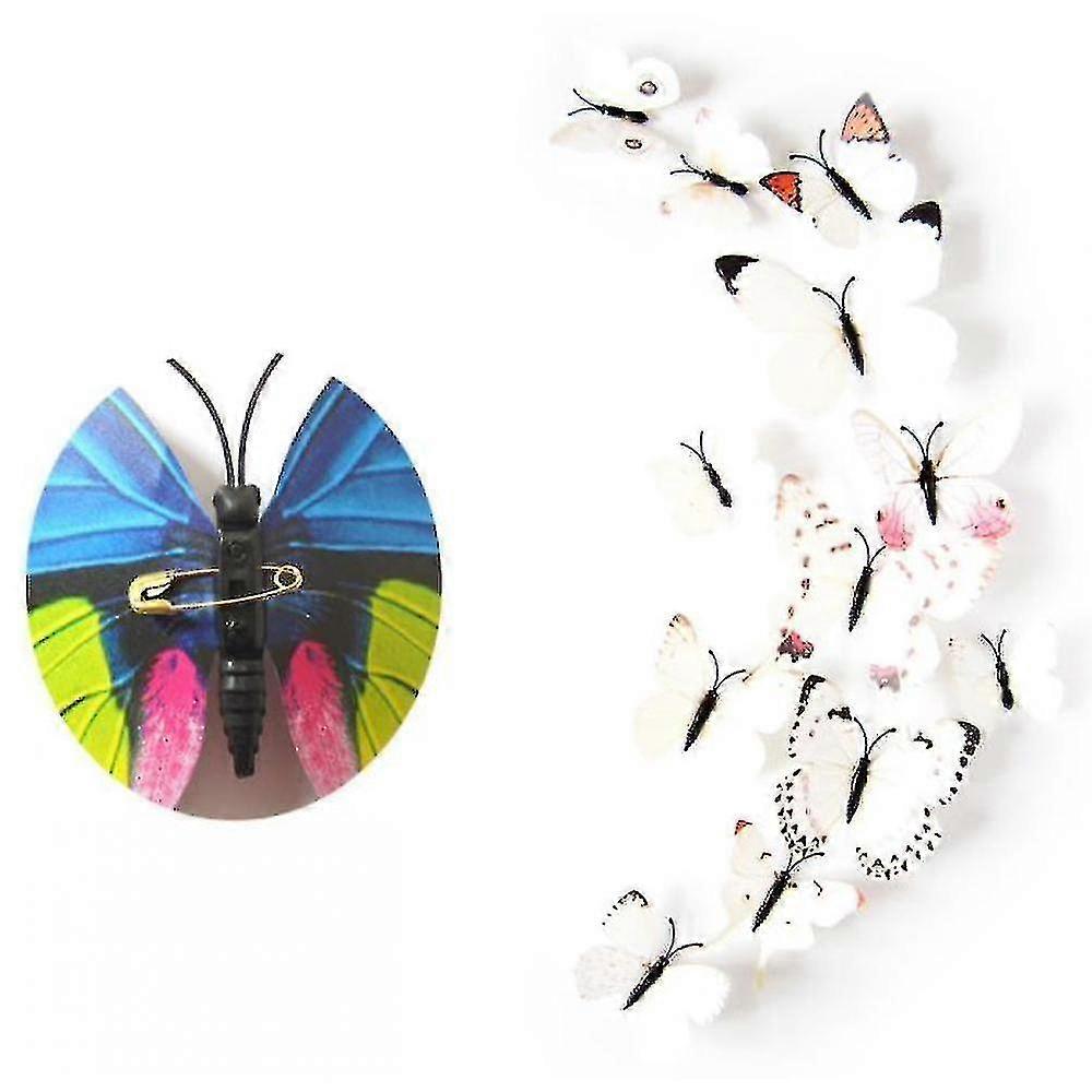 Hmwy-3d Simulation Butterfly Wall Sticker Decorative Sticker Pvc(white)