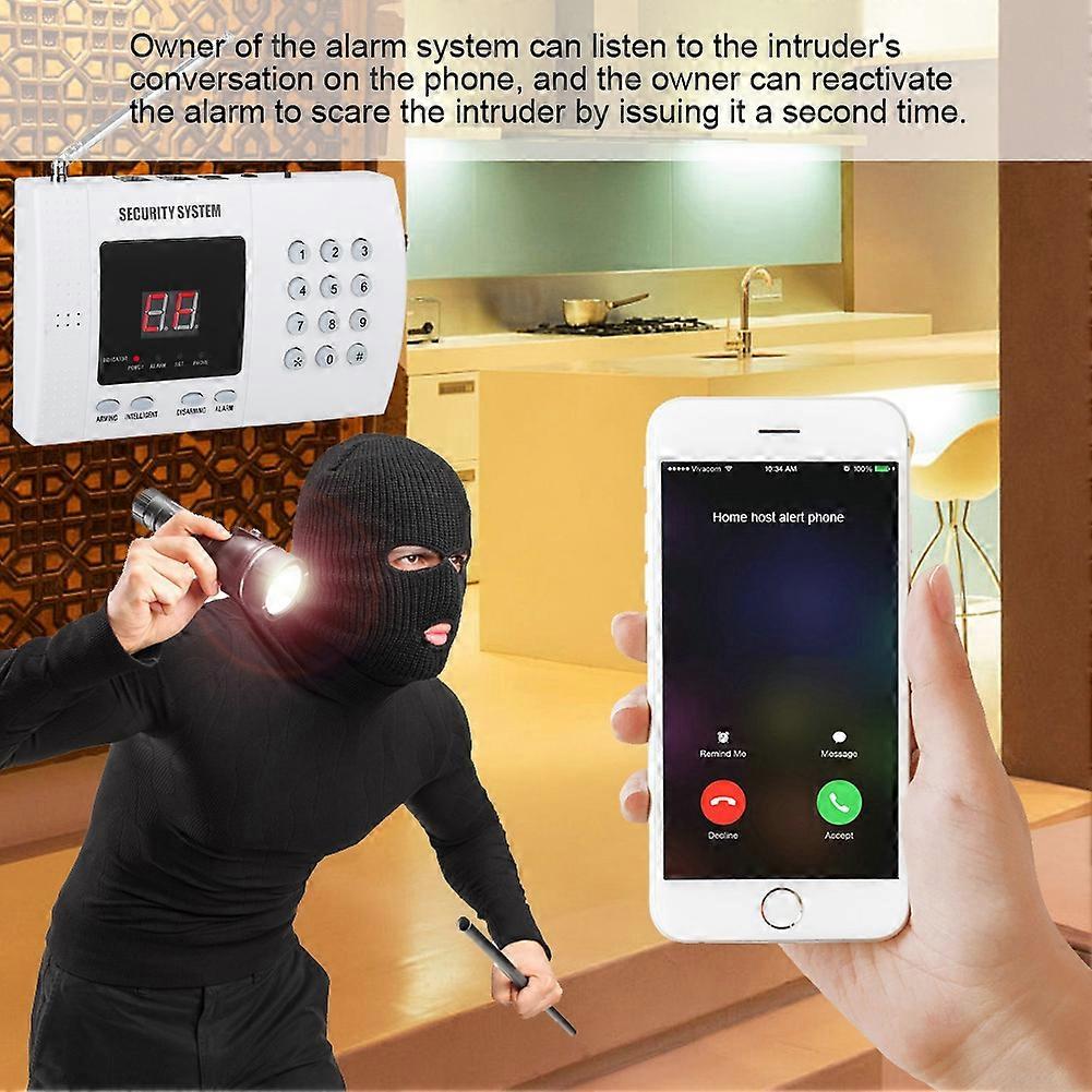 433MHz Wireless Auto Dialer Smoke Sensor Home Intruder Burglar Alarm Security System