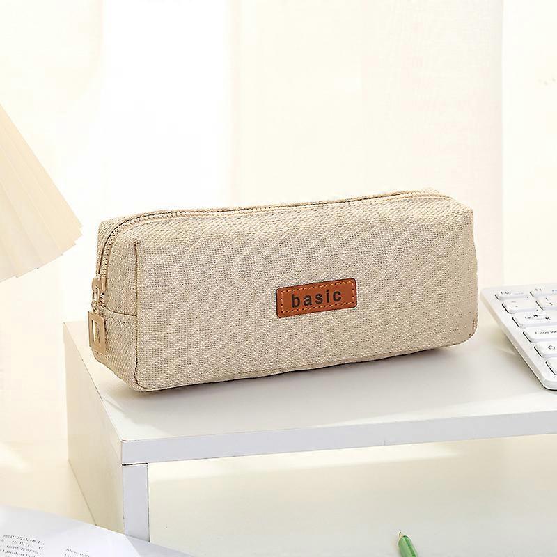 Simple Solid Color Canvas Pen Bag Square Stationery Bag