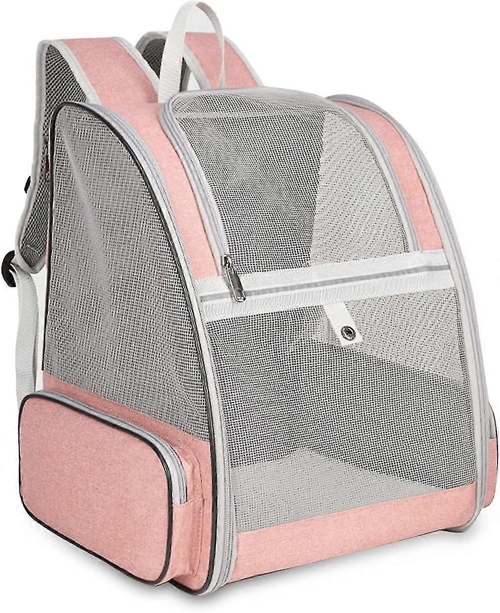 Carrier Bag For Dogs And Cats,mesh Backpack With Metal Structure, With Removable Plush Mattress Up To 7.5kg Pink