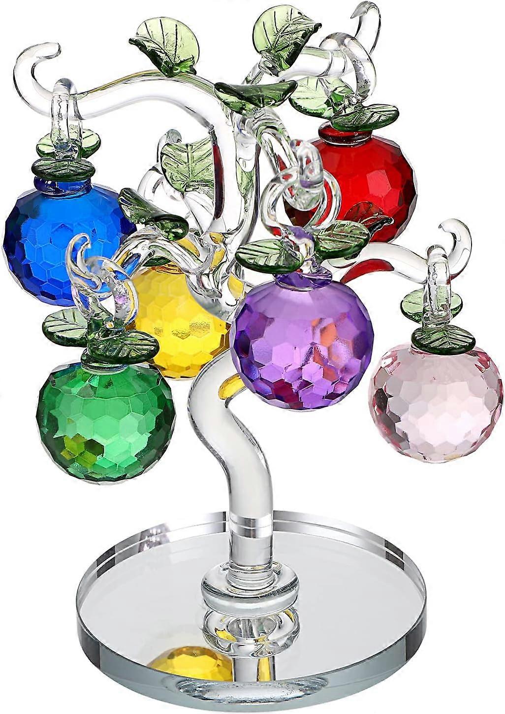 Crystal Apple Tree Ornament Artificial Apple Tree Figurine Decorative Apple Tree Collectible, Glass Apple Tree Paperweight Table Decoration Centerpiec