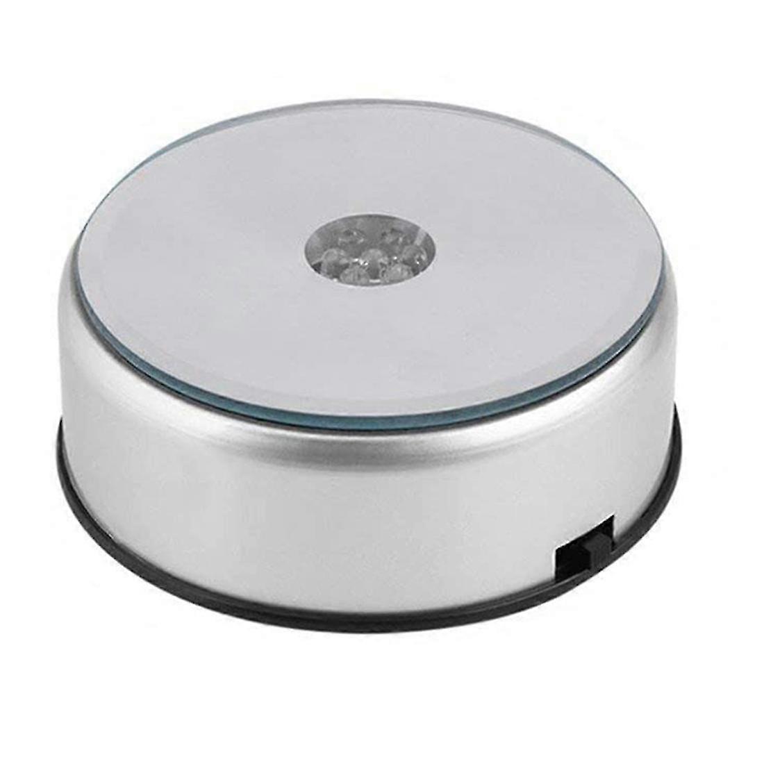 Display Turntable Base For Crystals Glass Art,4inch 7 Led 7 Colored Rotating Crystal Display Base S