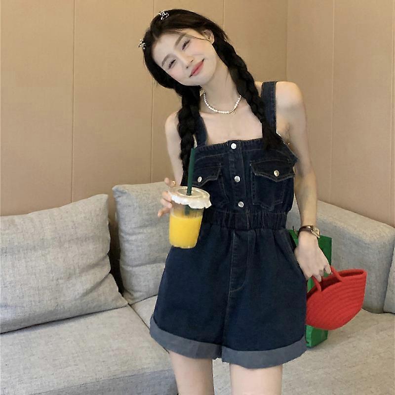 Denim Overalls Suspenders Shorts