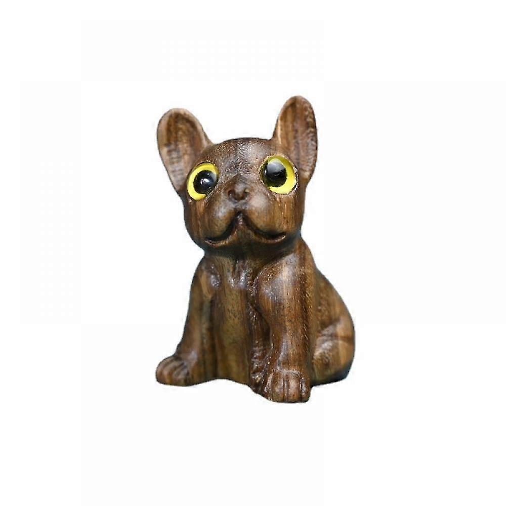 狗装饰品大型狗雕像 花园雕像 狗雕像 绿色 檀香木 汽车 办公室木制装饰 3*3.2*4.5cm 棕色
