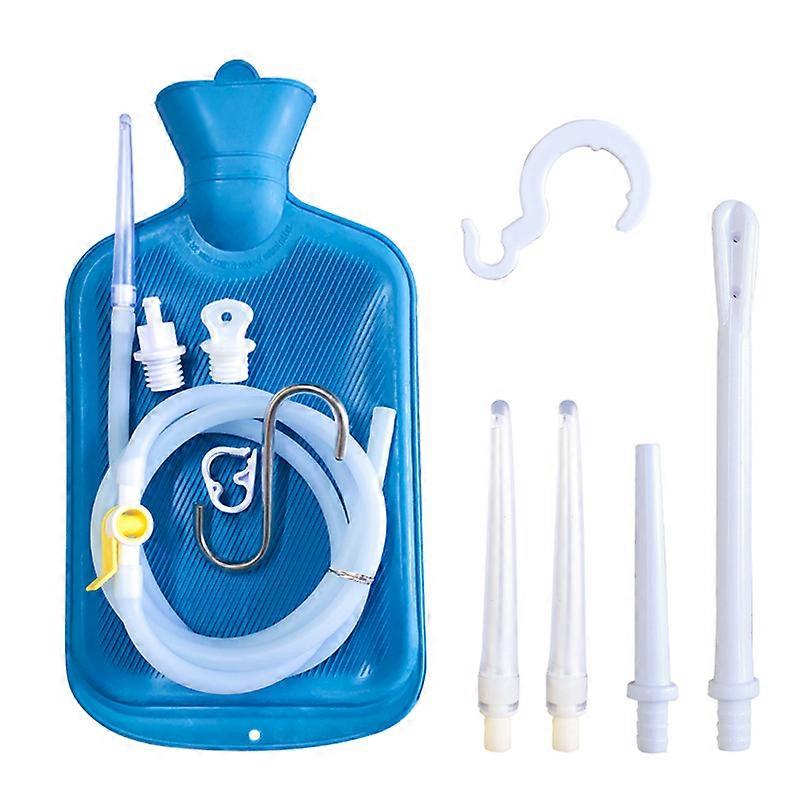 Enema Kit Enema Bag Long Silicone Hose 5 Multi-size Reusable Tips Controlled Water Flow For Colon Detox Cleanse Enemas