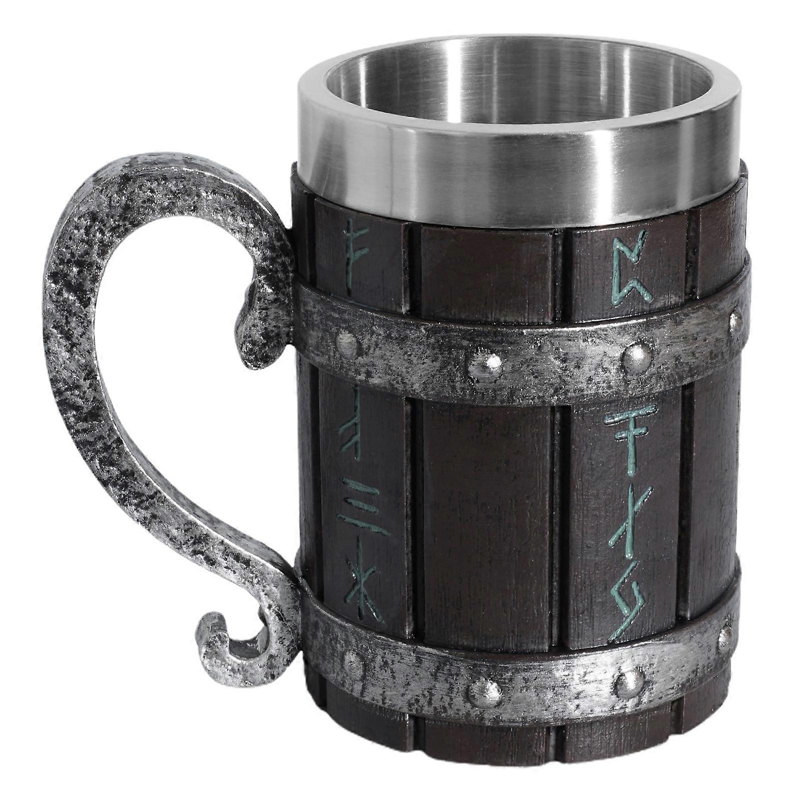550ml Barrel Cup with Handle High Capacity Simulated Wooden Barrel Creative Resin Viking Beer Mug for Bar KAESI